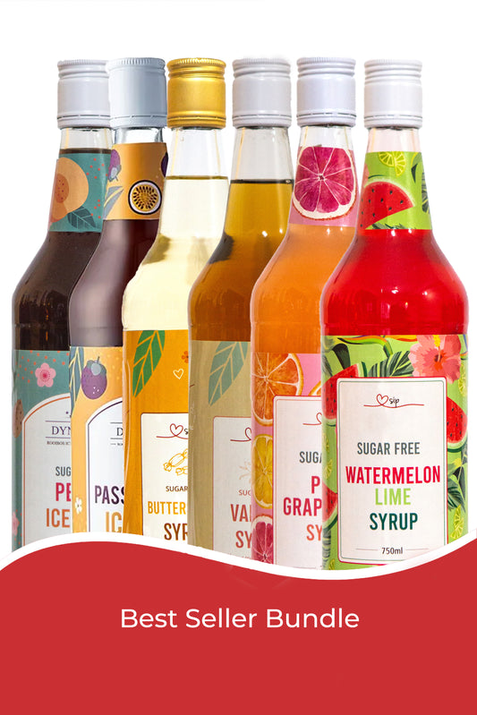 Best seller bundle - Peach & Passion Fruit iced tea, Butterscotch & Vanilla, Grapefruit & Watermellon.